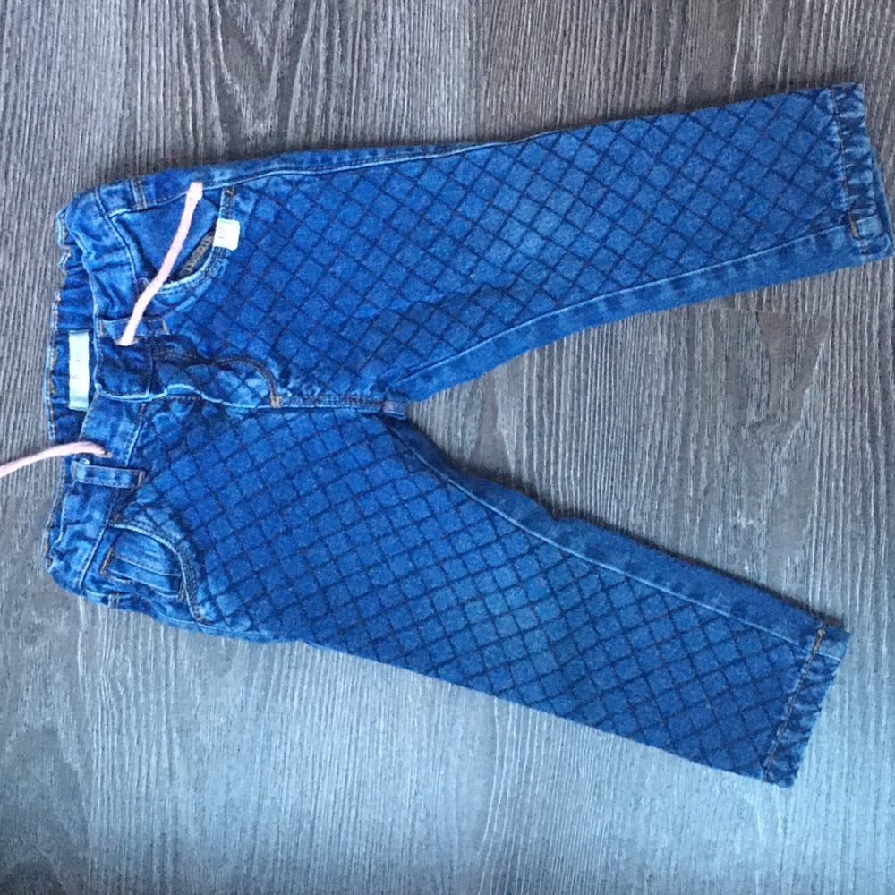 Zara toddler Jeans with quilted stitching lined
